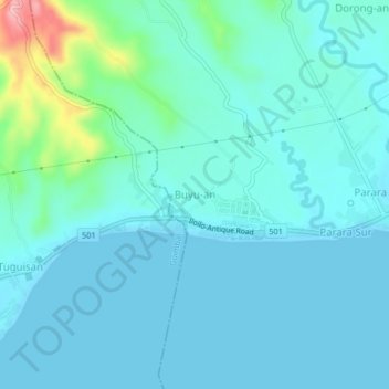 Buyu-an topographic map, elevation, terrain