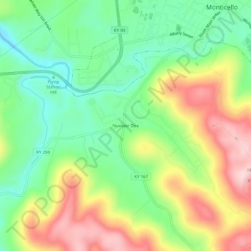 Number One topographic map, elevation, terrain