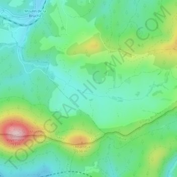 Le Hang topographic map, elevation, terrain