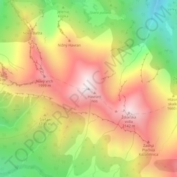 Havran topographic map, elevation, terrain