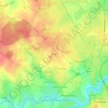 La Foye topographic map, elevation, terrain