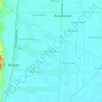 Harjodowo topographic map, elevation, terrain