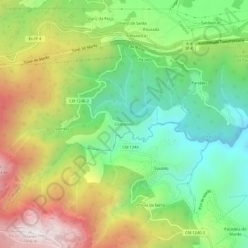 Cotorinho topographic map, elevation, terrain