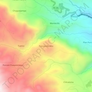 Porconcillo Alto topographic map, elevation, terrain