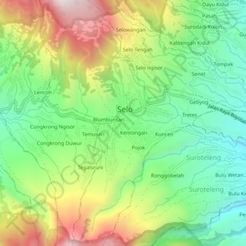 Ngablak topographic map, elevation, terrain
