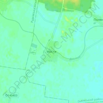 Mosty topographic map, elevation, terrain
