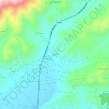 Düzköy topographic map, elevation, terrain