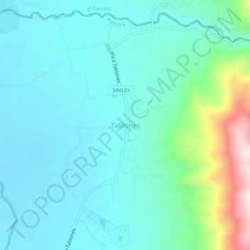 Tablones topographic map, elevation, terrain