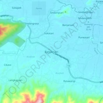 Banjarsari topographic map, elevation, terrain
