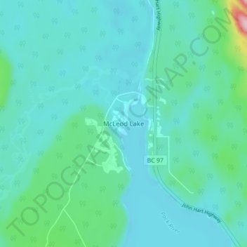 McLeod Lake topographic map, elevation, terrain