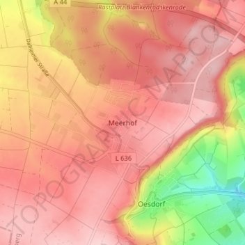 Meerhof topographic map, elevation, terrain