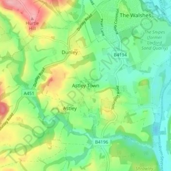 Astley Town topographic map, elevation, terrain