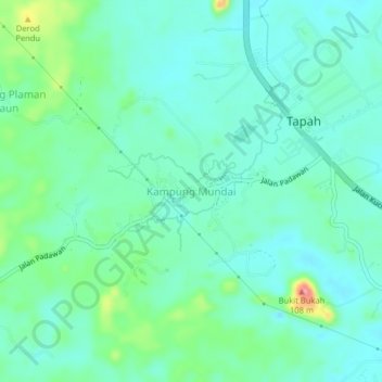 Kampung Mundai topographic map, elevation, terrain