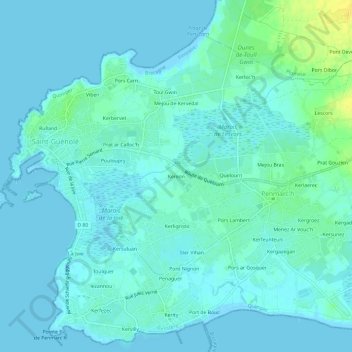 Kereon topographic map, elevation, terrain