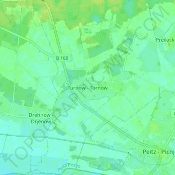 Turnow topographic map, elevation, terrain
