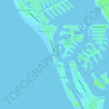 Boca Ciega topographic map, elevation, terrain