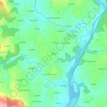 Kerlay topographic map, elevation, terrain