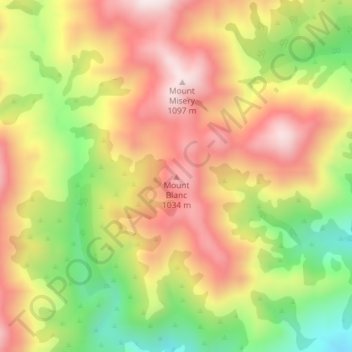 Mount Blanc topographic map, elevation, terrain