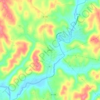 Corner topographic map, elevation, terrain