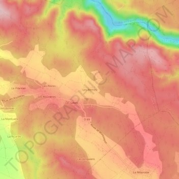 Les Bernes topographic map, elevation, terrain