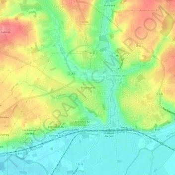 Beauregard topographic map, elevation, terrain