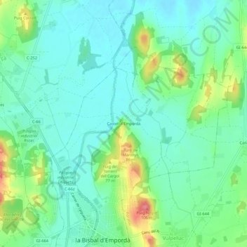 Castell d'Empordà topographic map, elevation, terrain