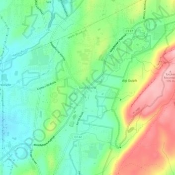Northford topographic map, elevation, terrain