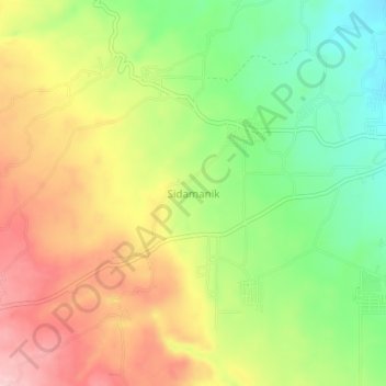 Sidamanik topographic map, elevation, terrain