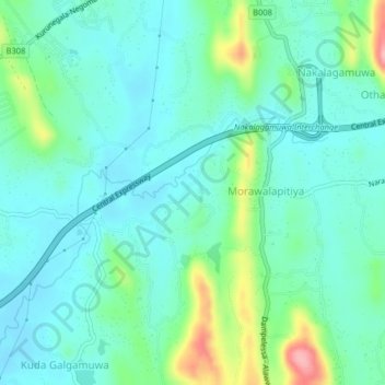 Vilgamuwa topographic map, elevation, terrain