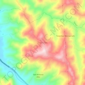 Totorillas topographic map, elevation, terrain