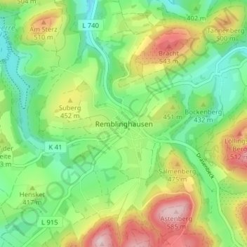 Remblinghausen topographic map, elevation, terrain