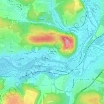 Champs de Lorday topographic map, elevation, terrain