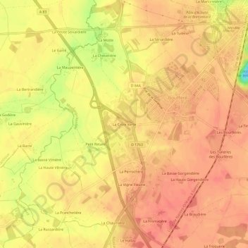 La Croix Verte topographic map, elevation, terrain