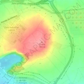 Chãos topographic map, elevation, terrain