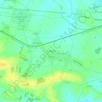 Les Varennes topographic map, elevation, terrain
