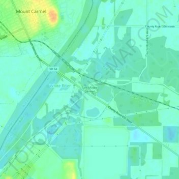 East Mount Carmel topographic map, elevation, terrain