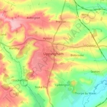 Uppingham topographic map, elevation, terrain