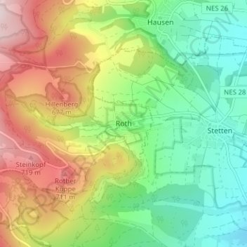Roth topographic map, elevation, terrain