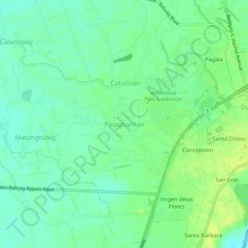 Pinagbarilan topographic map, elevation, terrain