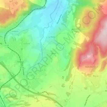 Ternin topographic map, elevation, terrain