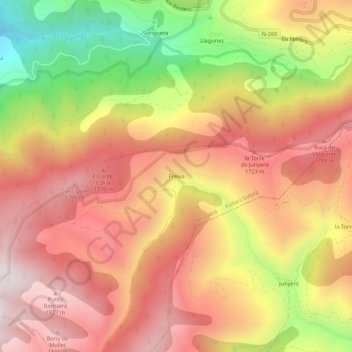 Freixa topographic map, elevation, terrain