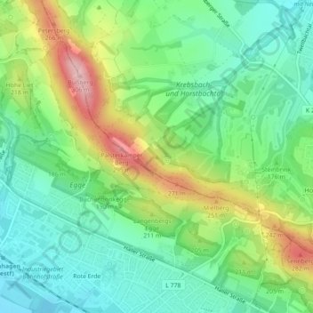 Hasbrink topographic map, elevation, terrain