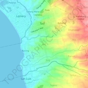 Ipil topographic map, elevation, terrain