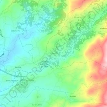 Marinhão topographic map, elevation, terrain