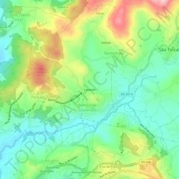 Louredo topographic map, elevation, terrain