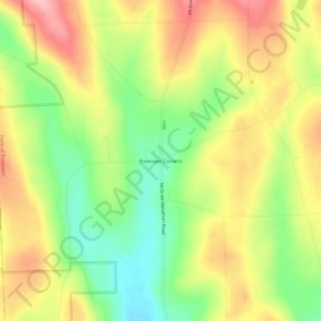 Freetown Corners topographic map, elevation, terrain