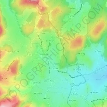 Le Gripel topographic map, elevation, terrain