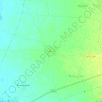Shahbad topographic map, elevation, terrain