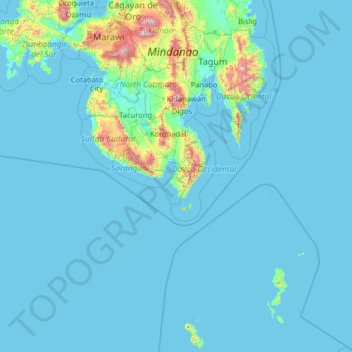 Sarangani topographic map, elevation, terrain