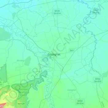 Golaghat topographic map, elevation, terrain